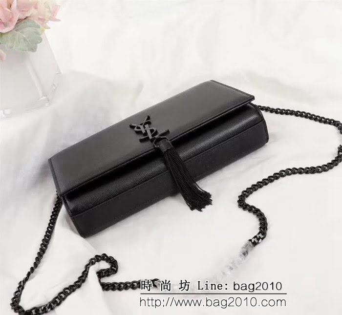 YSL聖羅蘭 原版魚子醬牛皮 翻蓋式 金色鏈條包 26702-1 YAS1346